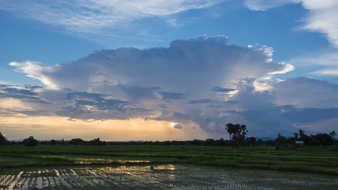 Colorful dramatic sky with cloud at sunset.Sky with sun background Video stock 94336764