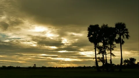 Colorful dramatic sky with cloud at sunset.Sky with sun background Stock Footage 94578615