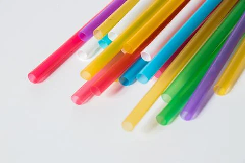 Colorful drinking straws Stockfoto's