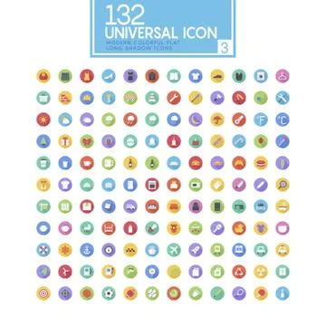 Colorful drop shadow icon set Stock Illustration