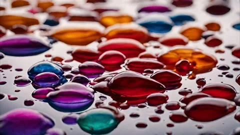 Colorful Drops of Liquid on a Reflective Surface Vídeos de archivo 284572744