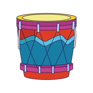 Colorful drum icon, flat design Stock Illustration