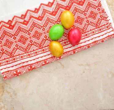 Colorful dyed eggs for Easter Stock Photos