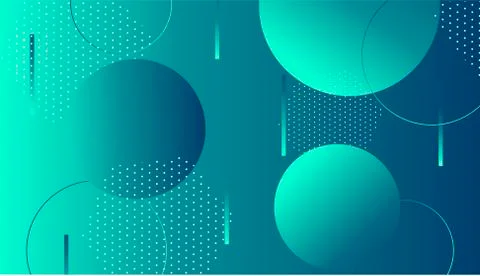 Colorful dynamic shapes composition on gradient background. Geometric trendy Stock Illustration