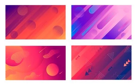 Colorful dynamic shapes composition on gradient background. Geometric trendy Stock Illustration