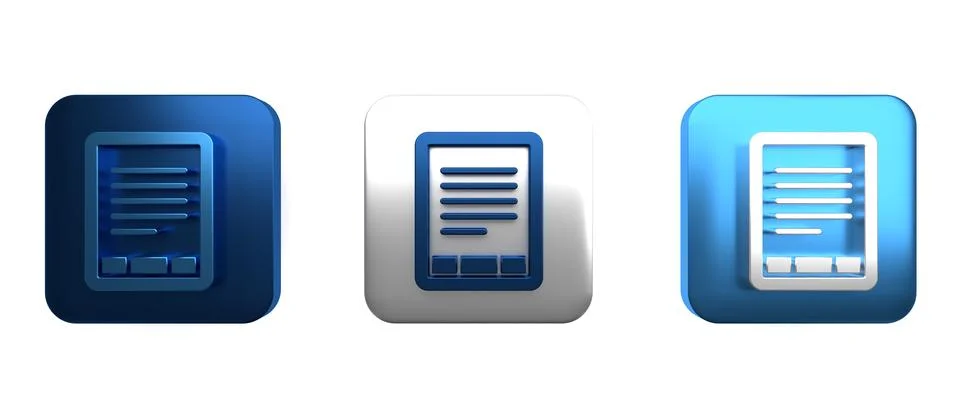 Colorful E-Book reader icon isolated on white background. Square button. 3D.. Stock Illustration