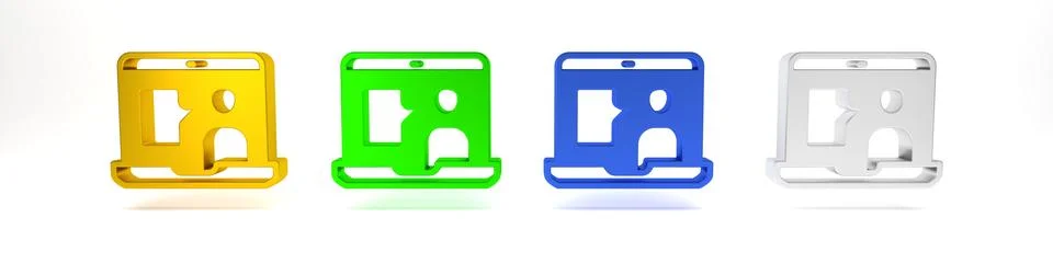 Colorful E-learning of different foreign languages icon isolated on white b.. 스톡 일러스트