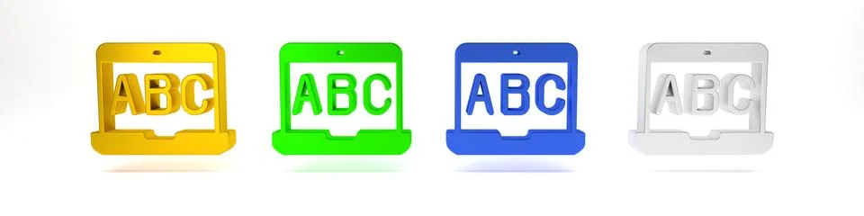 Colorful E-learning of different foreign languages icon isolated on white b.. Stock Illustration