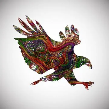 Colorful eagle made by lines, vector illustration Stock Illustration