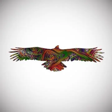 Colorful eagle made by lines, vector illustration Stock Illustration