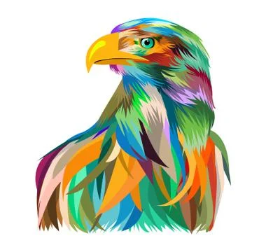 Colorful eagle vector, pop art style. Multicolored eagle head in pop art style. Stockillustratie