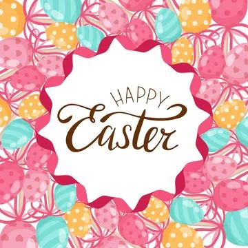 A colorful easter banner with Easter eggs. Happy Easter. Stock Illustration
