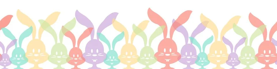 Colorful easter bunnies seamless pattern frame isolated background 스톡 일러스트