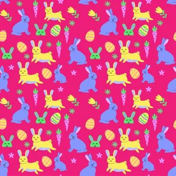 Colorful easter bunny and egg pattern design for festive celebrations イラスト素材