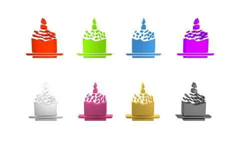 Colorful Easter cake and candle icon isolated on white background. Happy Ea.. Stock Illustration