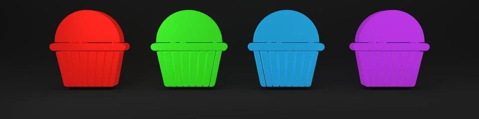 Colorful Easter cake icon isolated on black background. Happy Easter. Minim.. Stock Illustration