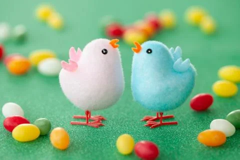 Colorful easter chicks Stock Photos