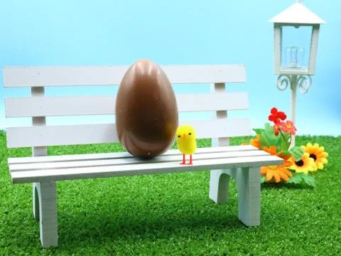 Colorful Easter Composition on the Grass Stock Photos