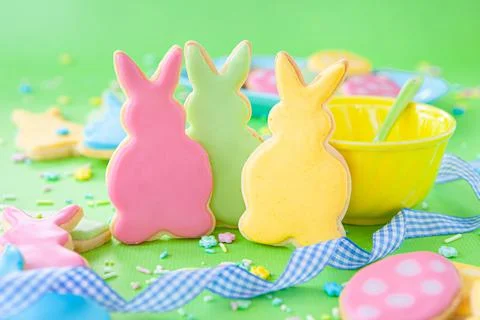 Colorful easter cookies Stock Photos