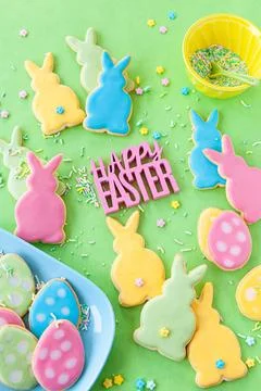 Colorful easter cookies Stock Photos