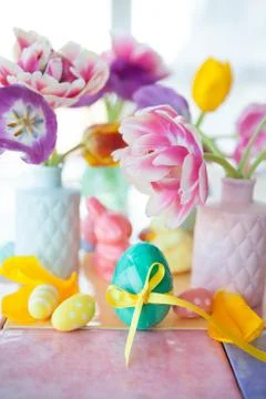 Colorful easter decorations Stock Photos