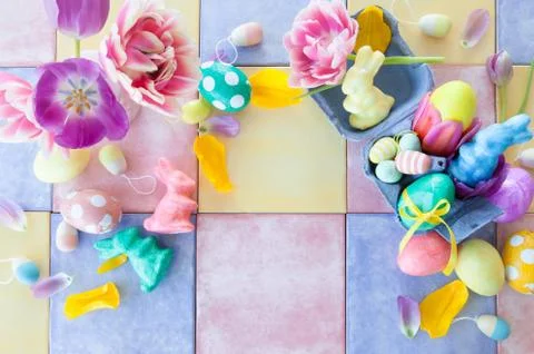 Colorful easter decorations Stock Photos