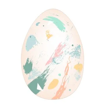 Colorful Easter egg with abstract paintbrush pattern isolated on white backgr Stock Illustration