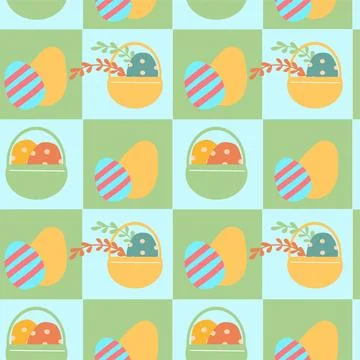 Colorful easter egg and basket patterns for festive design and decoration 库存插图