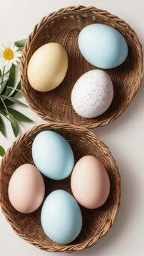 Colorful Easter Egg and Decoration, Top View, Holiday Season 库存照片