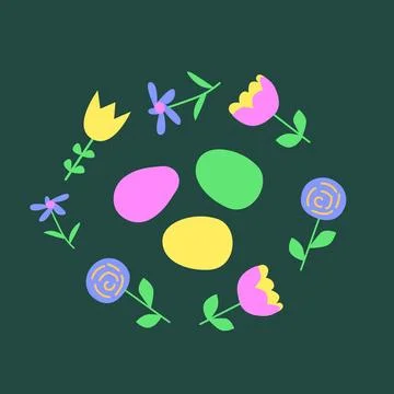 Colorful easter egg and flower pattern for holiday design and decoration Stock Illustration