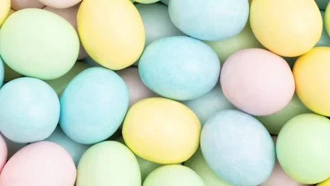 Colorful Easter egg background pan left Stock Footage 310448214