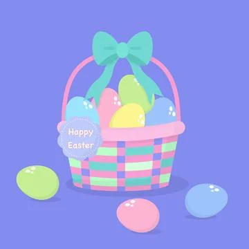 Colorful easter egg basket Stock Illustration