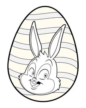 Colorful easter egg bunny portrait black and white 스톡 일러스트