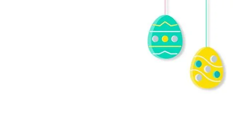 Colorful Easter Egg Decorations Hanging from String. 스톡 일러스트