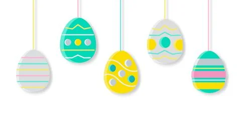 Colorful Easter Egg Decorations Hanging in a Festive Display. Stockillustratie