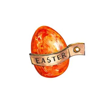 Colorful easter egg. Easter set. Watercolor illustration on white background. Stock Illustration