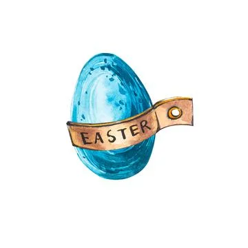 Colorful easter egg. Easter set. Watercolor illustration on white background. Stock Illustration