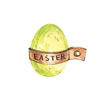 Colorful easter egg. Easter set. Watercolor illustration on white background. Stock Illustration