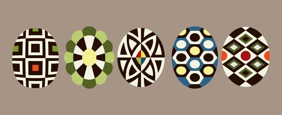 Colorful easter egg flat design vector illustration set Stock Illustration