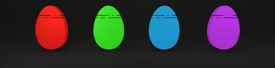 Colorful Easter egg icon isolated on black background. Happy Easter. Minima.. 스톡 일러스트