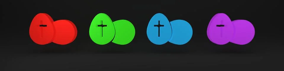 Colorful Easter egg icon isolated on black background. Happy Easter. Minima.. 스톡 일러스트