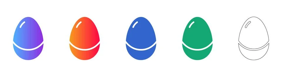 Colorful Easter Egg Icon Set Stock Illustration