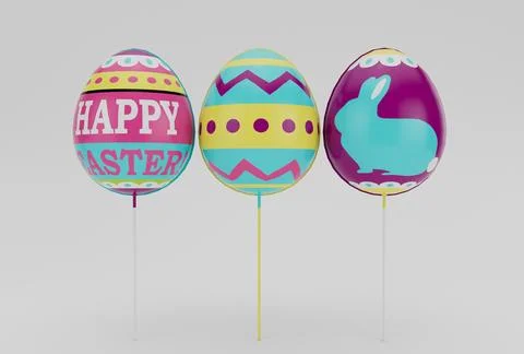 Colorful Easter Egg minimal 3d rendering on white background Stock Illustration
