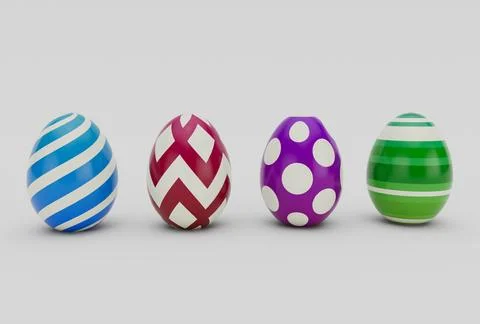 Colorful Easter Egg minimal 3d rendering on white background Stock Illustration