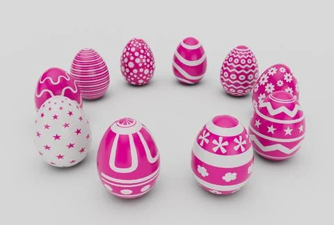 Colorful Easter Egg minimal 3d rendering on white background Stock Illustration