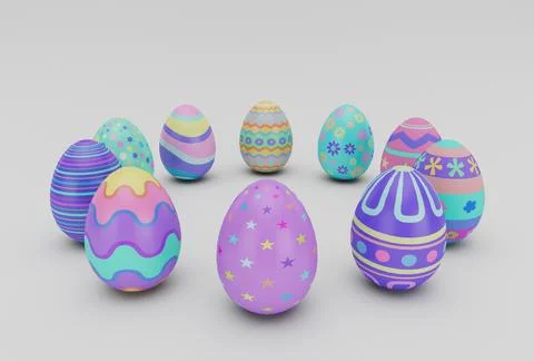 Colorful Easter Egg minimal 3d rendering on white background Stock Illustration