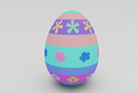 Colorful Easter Egg minimal 3d rendering on white background Stock Illustration