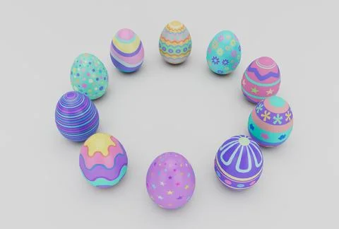 Colorful Easter Egg minimal 3d rendering on white background Stock Illustration