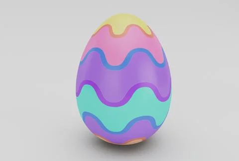 Colorful Easter Egg minimal 3d rendering on white background Stock Illustration