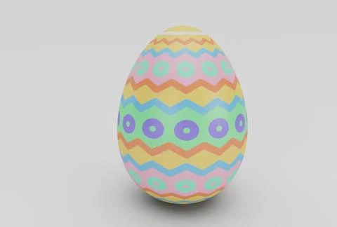 Colorful Easter Egg minimal 3d rendering on white background Stock Illustration